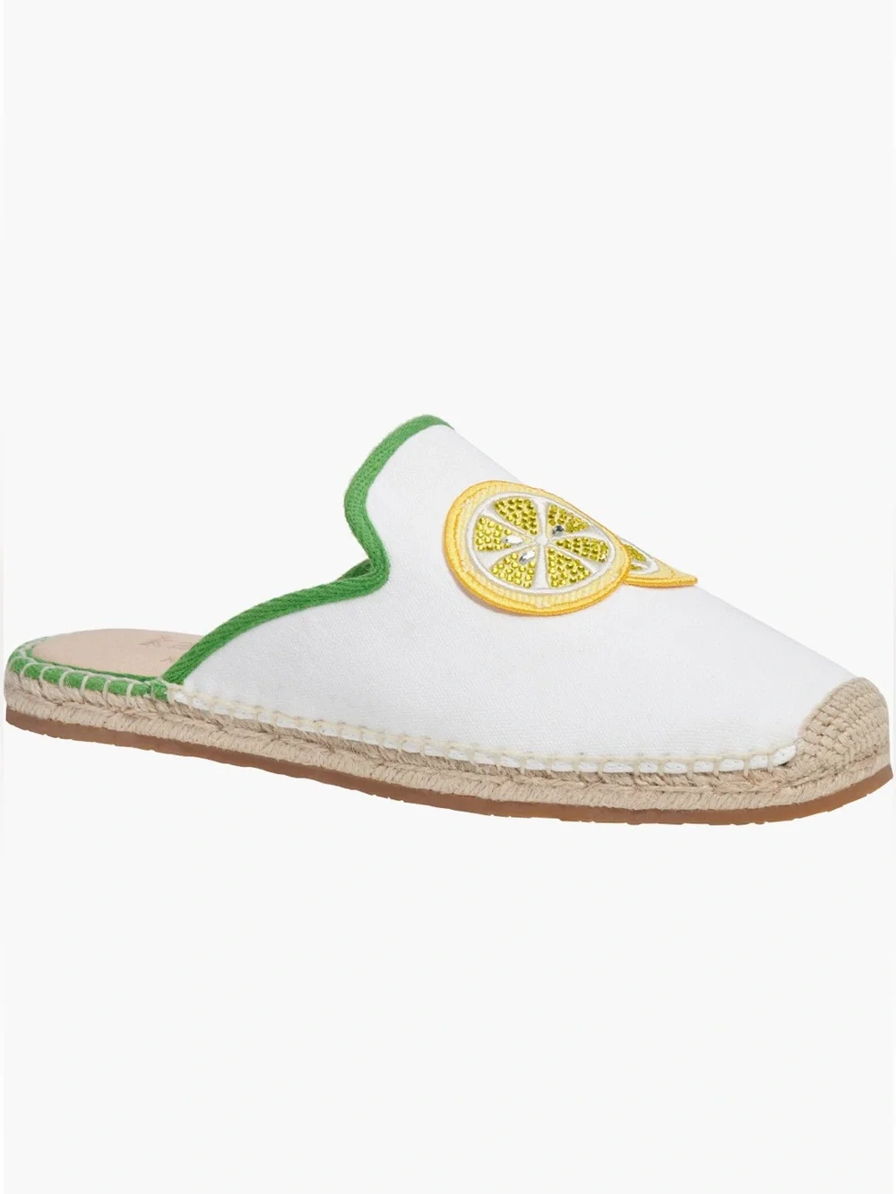 New Kate Spade NY Azura Lemons Canvas Slip-On Espadrille Mules Lemon sparkle 9